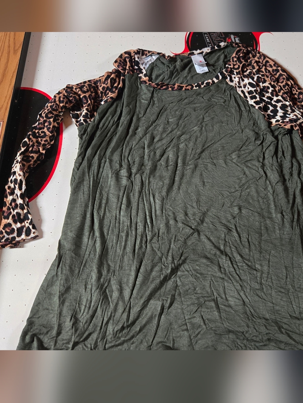 Brendas Leopard Print Green Shirt